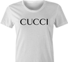 funny Cucci italian fashion women's white t-shirt 