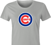 Funny Baseball Chicago Cunts Offensive Parody T-Shirt Women's Ash Grey