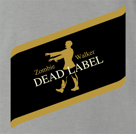 funny Walking dead Zombie Johnny Walker dead label parody t-shirt grey