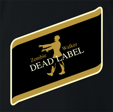 funny Walking dead Zombie Johnny Walker dead label parody t-shirt black 