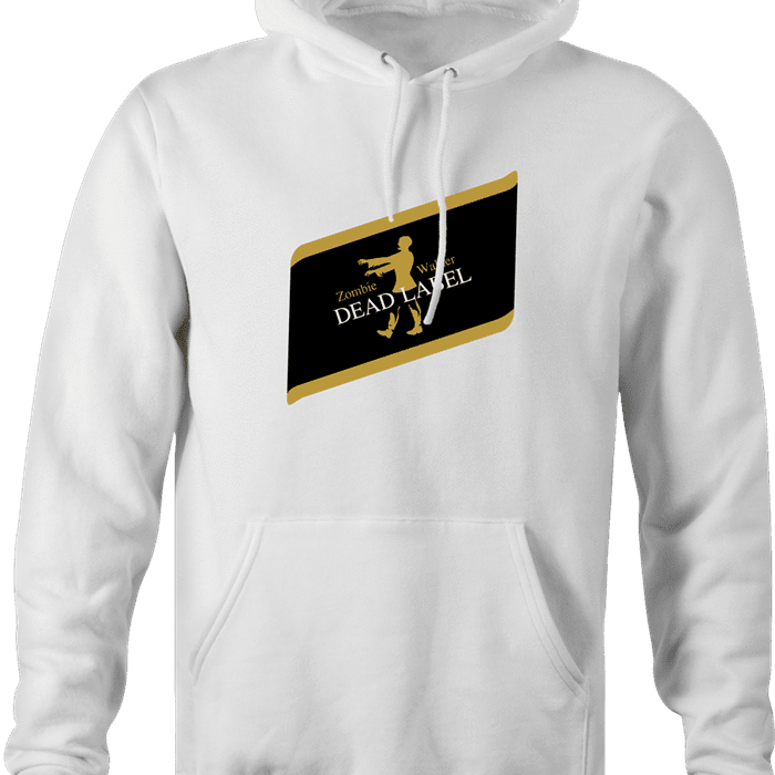 funny Walking dead Zombie Johnny Walker dead label parody white hoodie