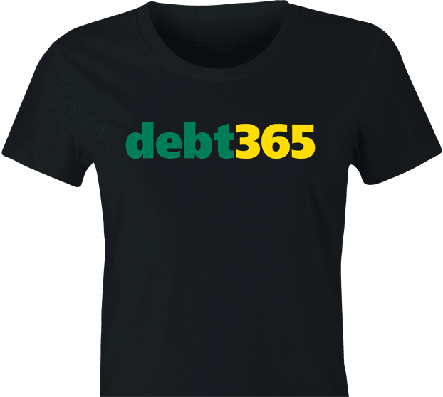 Funny Debt 365 online sports gambling Parody women's black T-Shirt