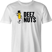 funny deez nuts salty peanuts parody t-shirt men's white 