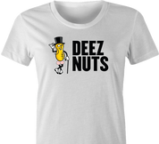 funny deez nuts salty peanuts parody t-shirt white women's