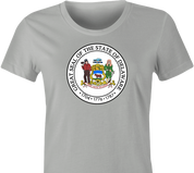 funny wayne's world delaware t-shirt women's grey 