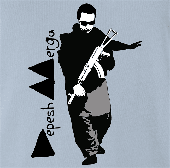 funny Peshmerga 80's music Mashup Parody light blue men's t-shirt
