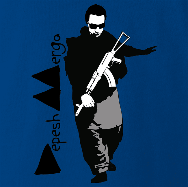 funny Peshmerga 80's music Mashup Parody white men's royal blue t-shirt 