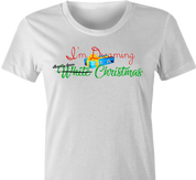 funny Diverse Happy Holidays Hannukah Kwanzaa Diwali Christmas Holiday Parody women's t-shirt white 