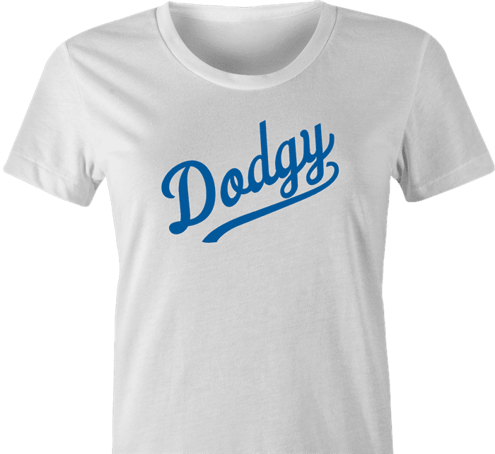 funny LA Dodgers british slang parody women's t-shirt white 