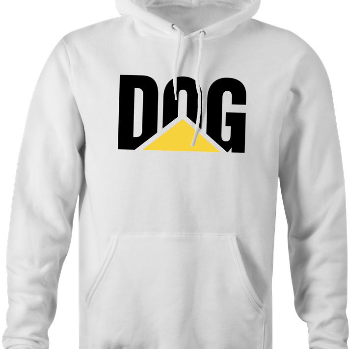 funny dog lover construction equipment parody hoodie men's white 
