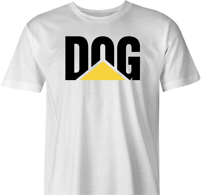 funny dog lover construction equipment parody t-shirt men's white 