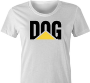 funny dog lover construction equipment parody t-shirt women's white 