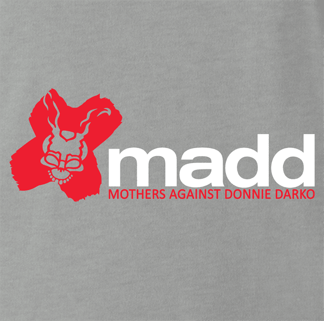 Funny Mothers Against Donnie Darko Frank The Rabbit Parody ash grey t-shirt