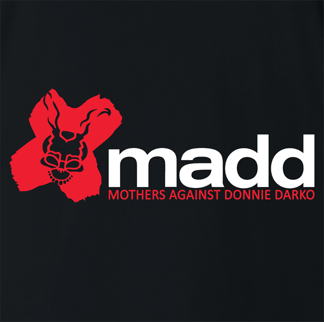 Funny Mothers Against Donnie Darko Frank The Rabbit Parody black t-shirt