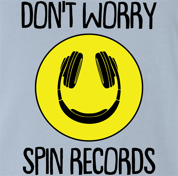 funny don't worry be happy DJ parody t-shirt men's light blue
