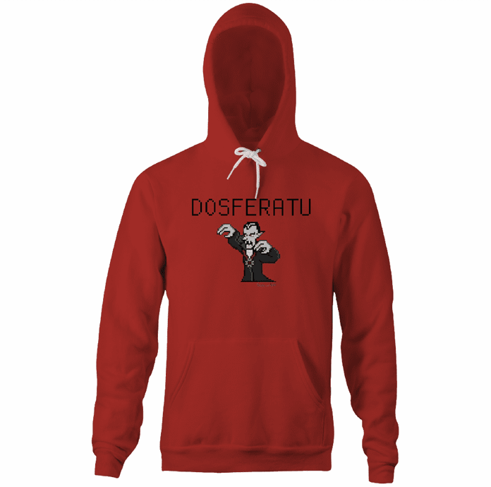 funny programming vampire ms-dos red hoodie