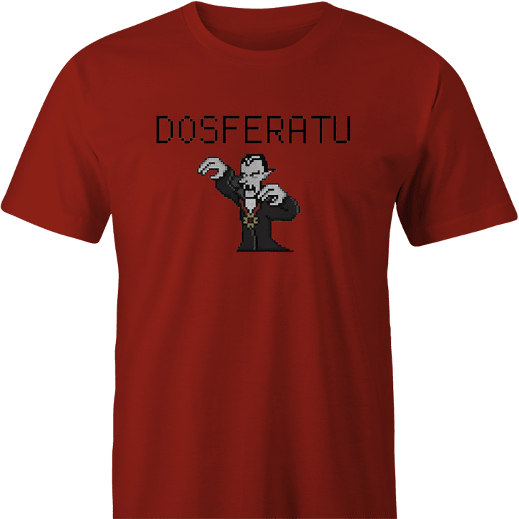 funny programming vampire ms-dos men's t-shirt red