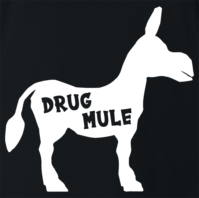 funny Drug Mule Parody black t-shirt