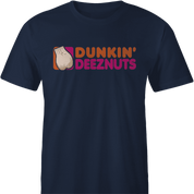 funny deez nuts men's navy coffee shop t-shirt 