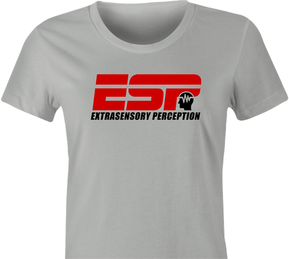 Funny ESP Mental Telpathy Parody T-Shirt Women's Ash Grey