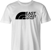 funny east coast hip hop northface rap parody t-shirt white men's 