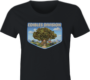 funny weed edible t-shirt keebler elf parody women's black