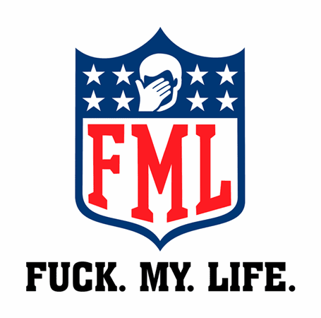 funny FML fuck my life NFL fanatasy football t-shirt white 