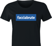 Funny women's black facebook logo parody t-shirt 