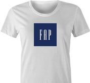 Funny fap masturbating gap parody t-shirt women's white  