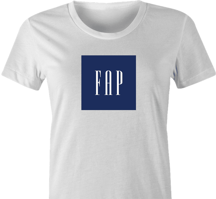 Funny fap masturbating gap parody t-shirt women's white  