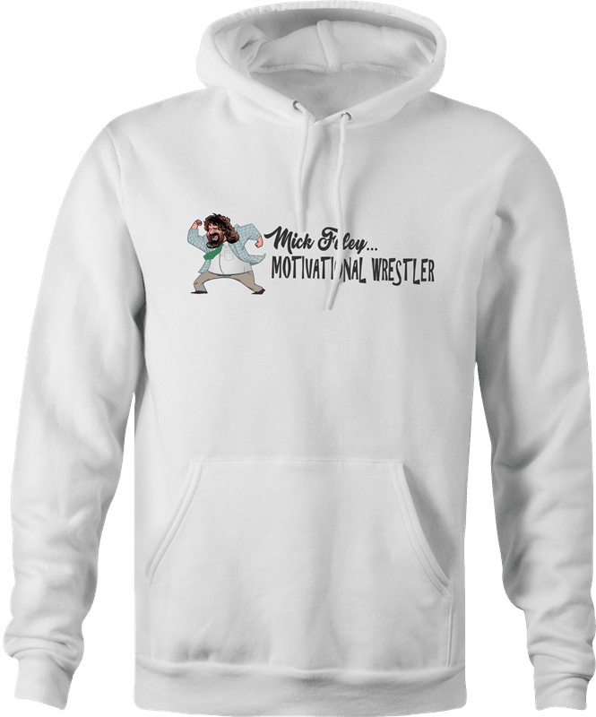 funny Mick Foley Meets Chris Farley Motivational Speaker Mashup WWF SNL Parody white hoodie