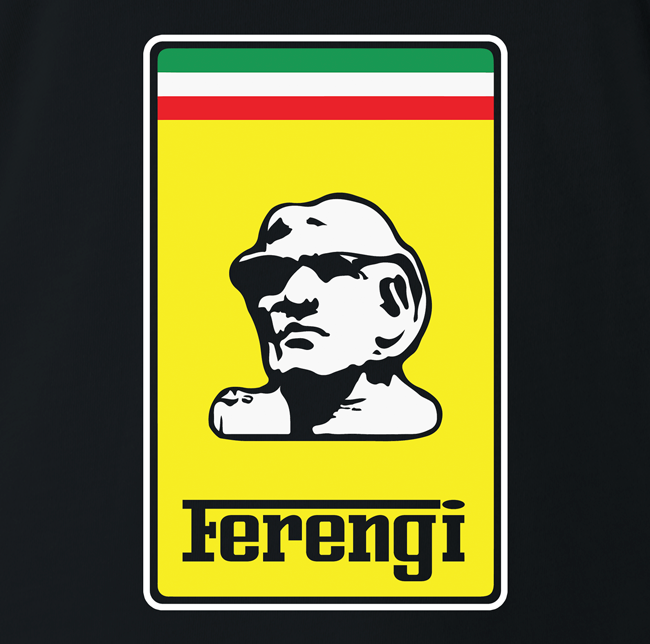 Funny Ferengi Star Trek Ferrari Parody black T-shirt