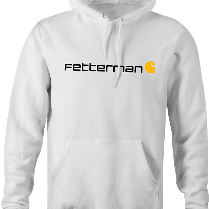 Funny John Fetterman Carhartt parody hoodie men's white
