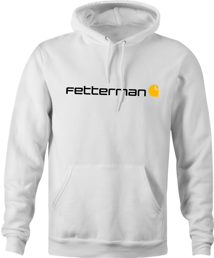 Funny John Fetterman Carhartt parody hoodie men's white