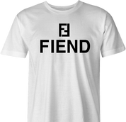 Funny Fendi fiend High Fashion parody t-shirt white men's
