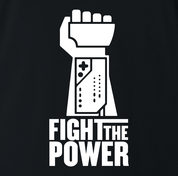 funny fight the power nintendo power glove black t-shirt