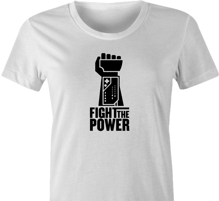 funny fight the power nintendo power glove white t-shirt