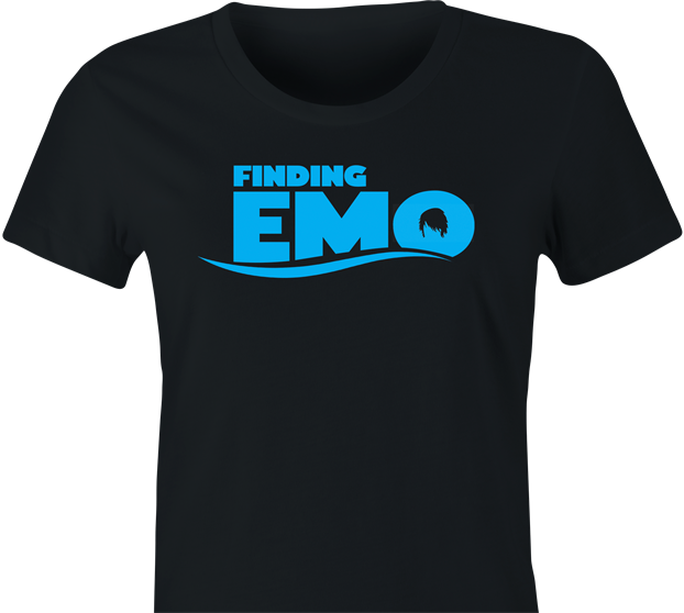funny finding nemo emo hair parody t-shirt women's black