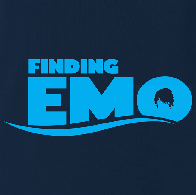 funny finding nemo emo hair parody t-shirt men's navy