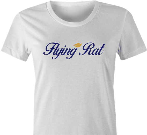 Funny Flying Rat Pigeon Dove Parody white women's t-shirt