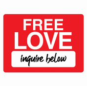 funny free love, inquire below parody white tee