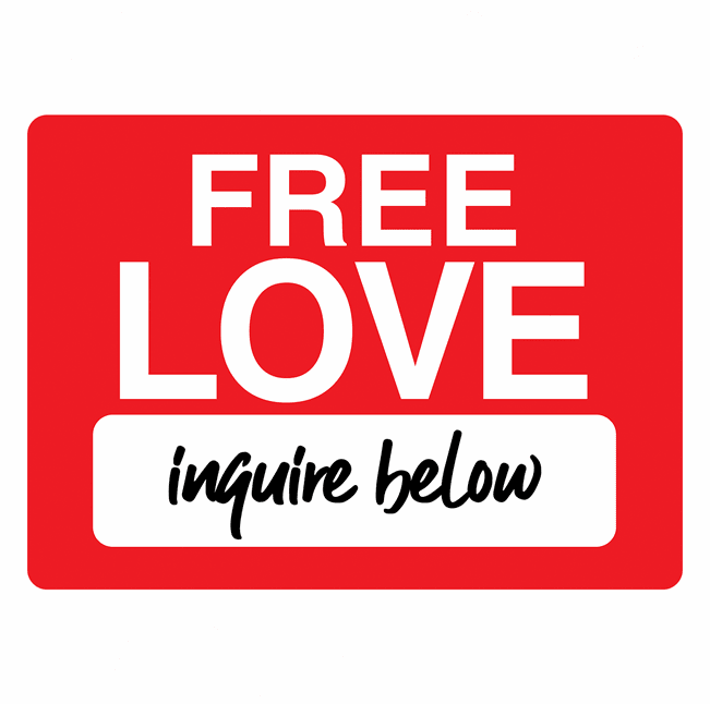 funny free love, inquire below parody white tee