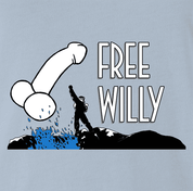 hilarious free one eyed willy parody t-shirt white light blue