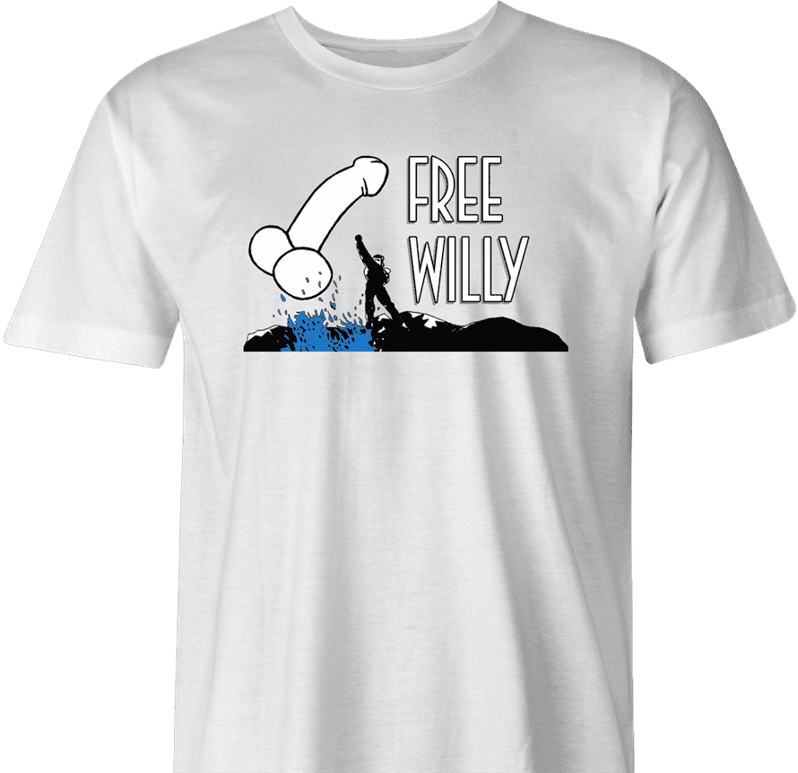hilarious free one eyed willy parody t-shirt white men's