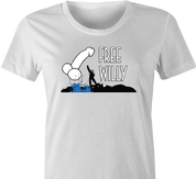 hilarious free one eyed willy parody t-shirt white women's