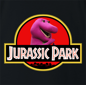 Funny Barney the dinosaur jurassic park mashup parody t-shirt black