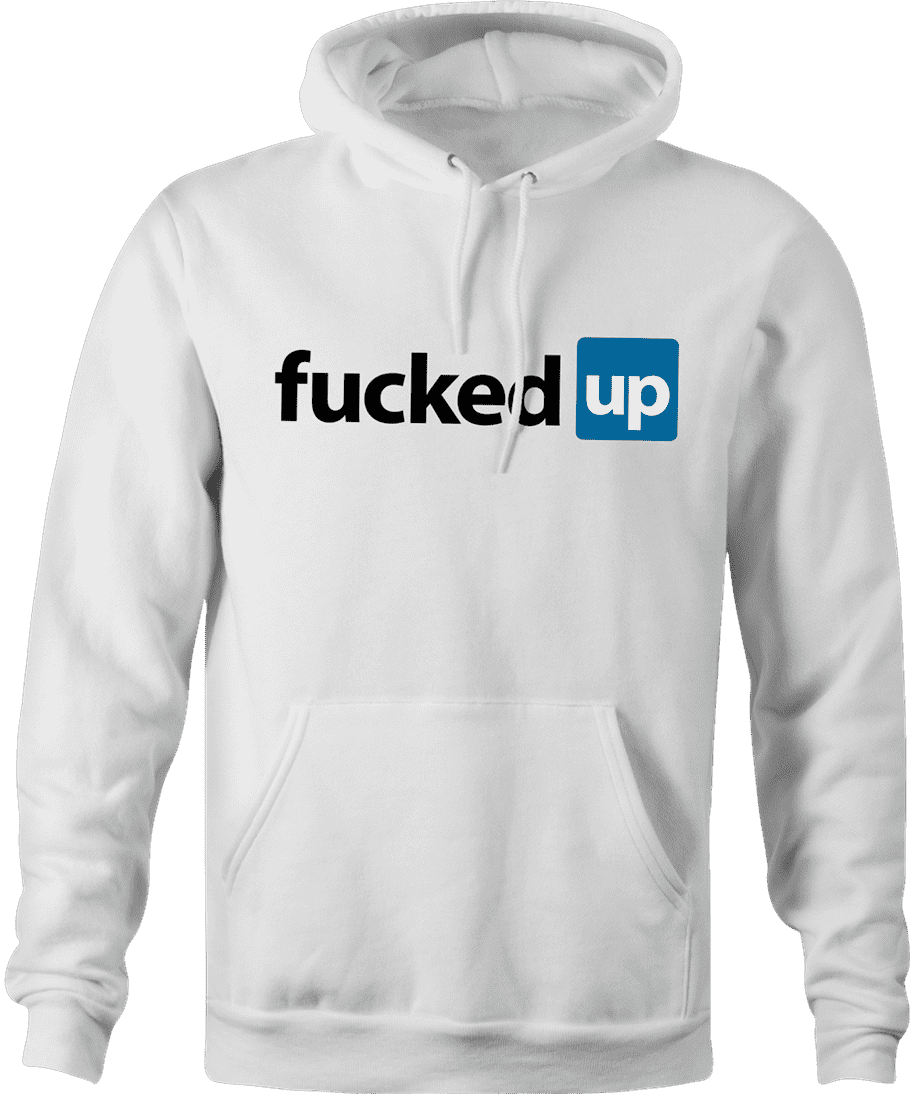 linked in fucked up offensive parody hoodie white 