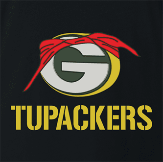 Funny Green Bay Packers 2pac mash up black t-shirt