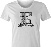 Funny GTA Nashville grand ole opry parody t-shirt white women's