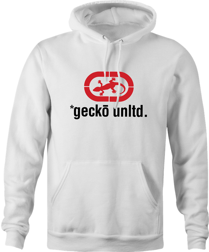 Gecko car insurance and Ecko Apparel funny hoodie men's white  